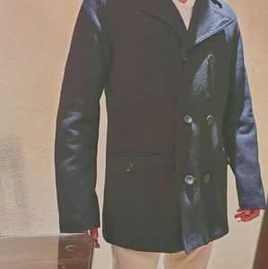 Zara Man Black Peacoat Large